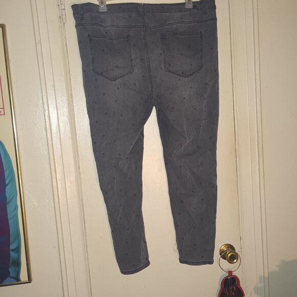 Kensie Jeans Effortless Ankle Mid Rise Black With Black Stars Size 20W - Picture 7 of 9